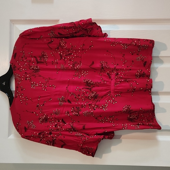 Madewell Plus size 20 Daylight Top in Windswept Americana Floral Cranberry EUC - Picture 4 of 9